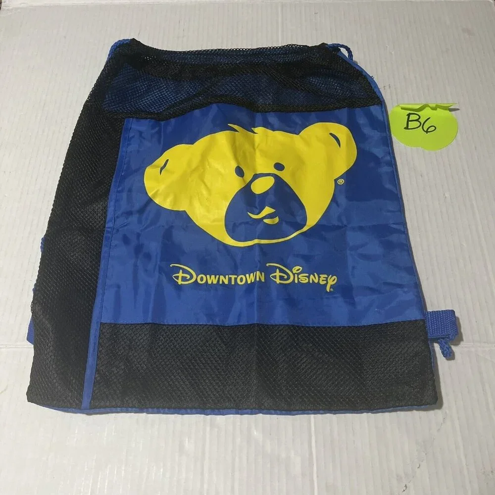 Downtown Disney X Build A Bear Blue Drawstring Bag Backpack Rare Collectible
